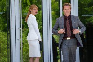 Pepper (Gwyneth Paltrow) is not entirely pleased to see her former employer, Aldrich Killian (Guy Pearce), CEO of AIM.
