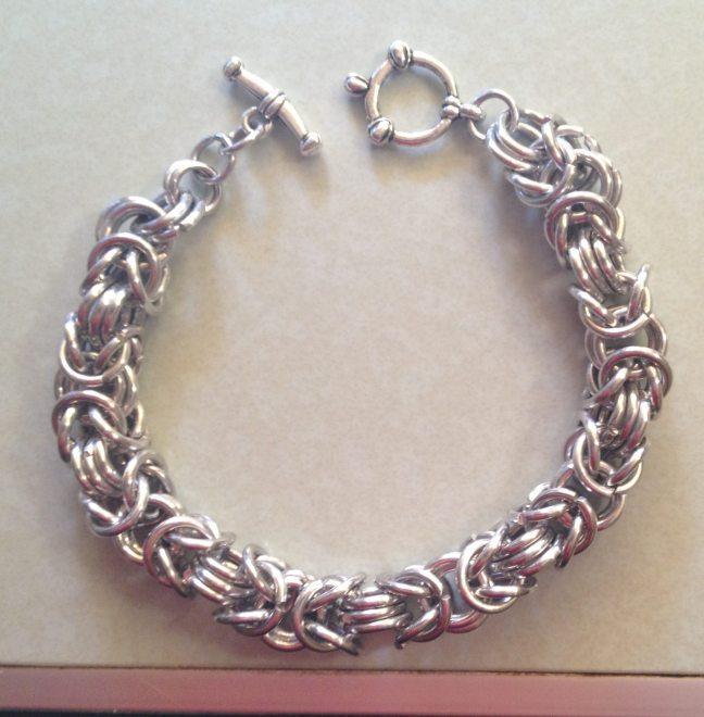 Rory's new chain maille bracelet. Photo: Jenny Williams