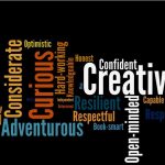 Word cloud of character traits popular with the GeekMoms. Graph by Ariane Coffin using Wordle.