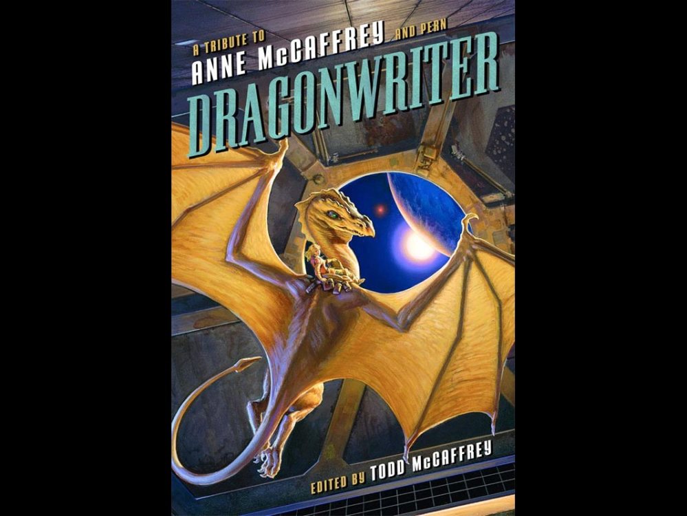 The cover to Dragonwriter, edited by Todd McCaffrey, art by Michael Whelan