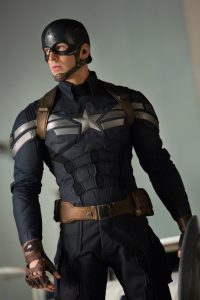 Cap in his controversial new SHIELD-provided uniform.