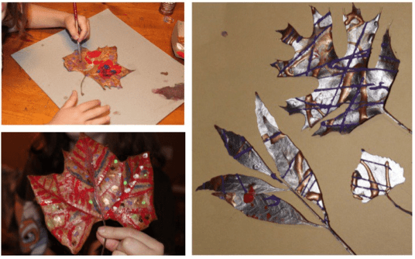 Use leaves as a rustic canvas for painting.