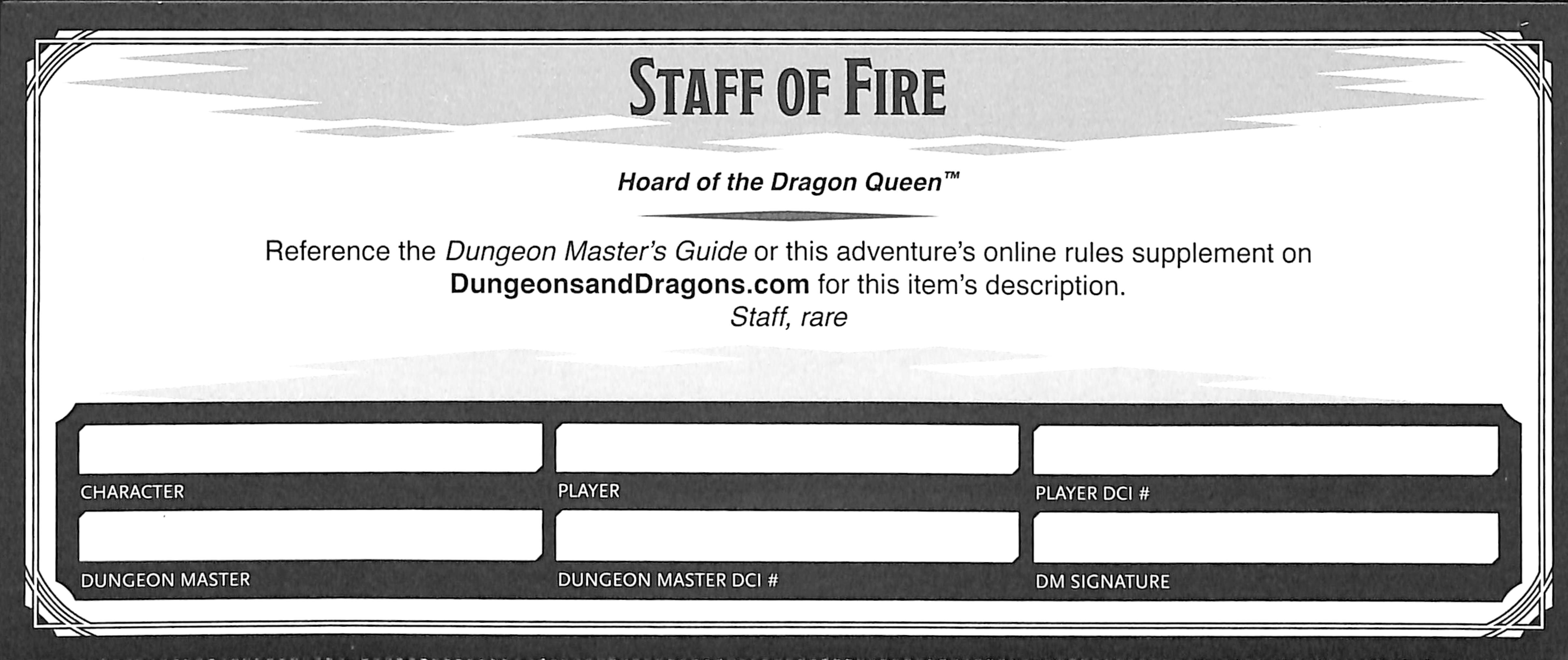 Staff of Fire Certificate