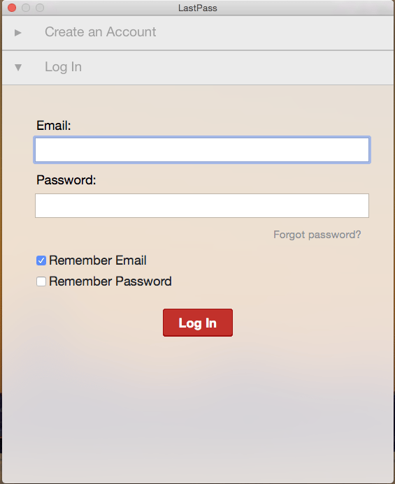 An image showing the login screen for existing users.
