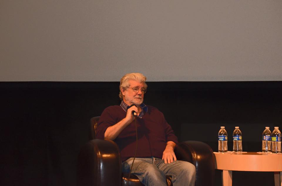 George Lucas answers questions from the audience. Photo courtesy of Merlot Mommy