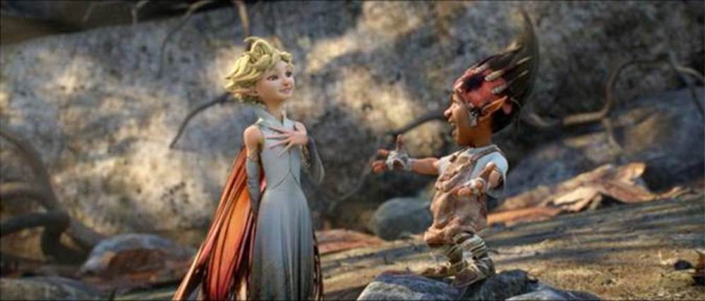Dawn (Meredith Anne Bull) and Sunny (Elijah Kelley) talk about love in Strange Magic. Photo courtesy of Lucasfilm.