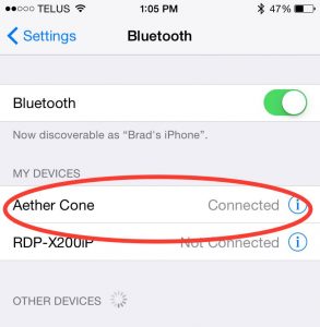 Aether Cone on Bluetooth