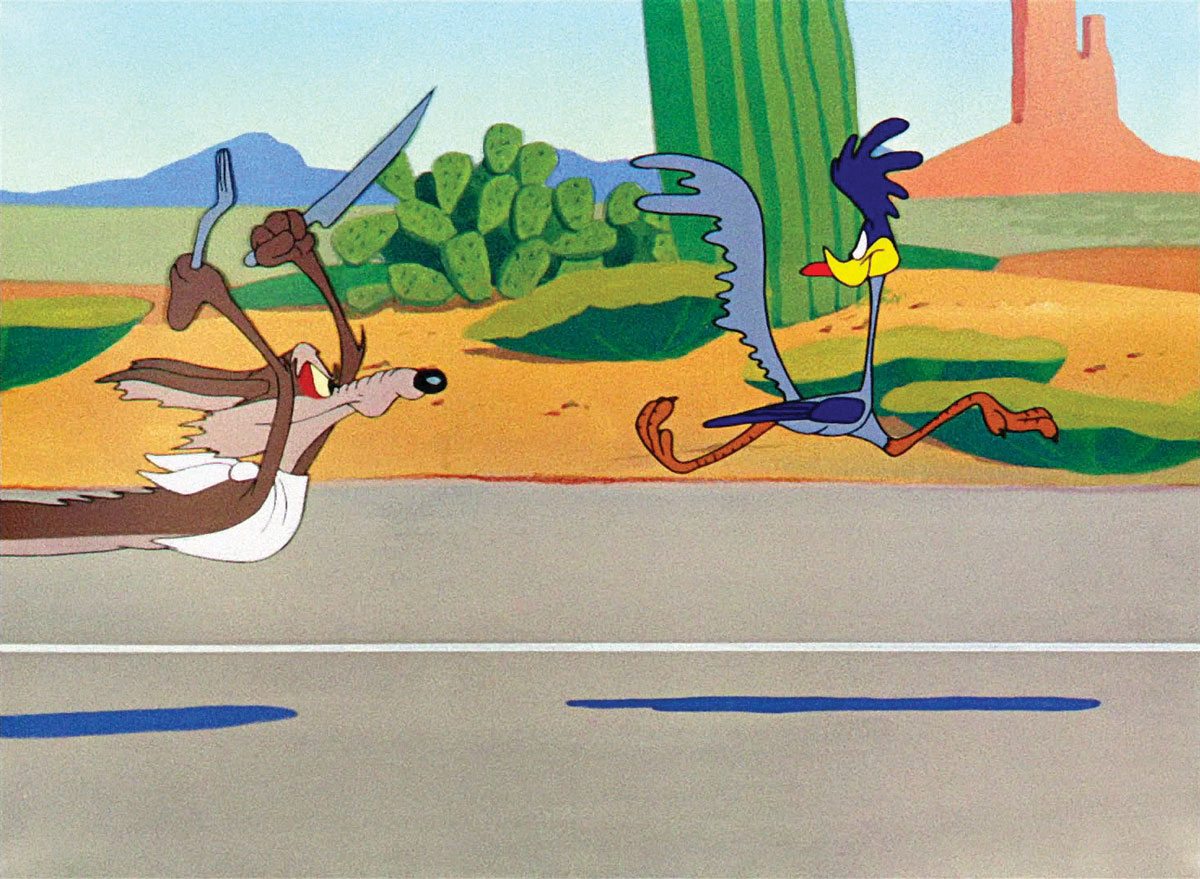 Film Still, Beep Beep (1952). Courtesy of The Chuck Jones Center for Creativty, Looney Tunes Characters C and TM Warner Bros.