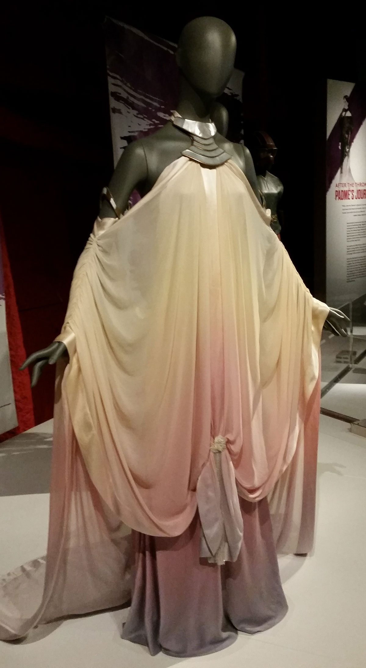 The dress worn by Amidala for the arrival at the island in 'Episode II'. Photo by Rob Huddleston. 