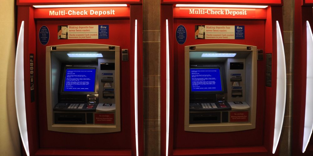 Bank Machine with Blue Screen of Death