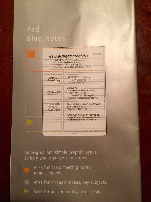 Moleskin Pro Collection Note Page Layout (Photo by Skip Owens)