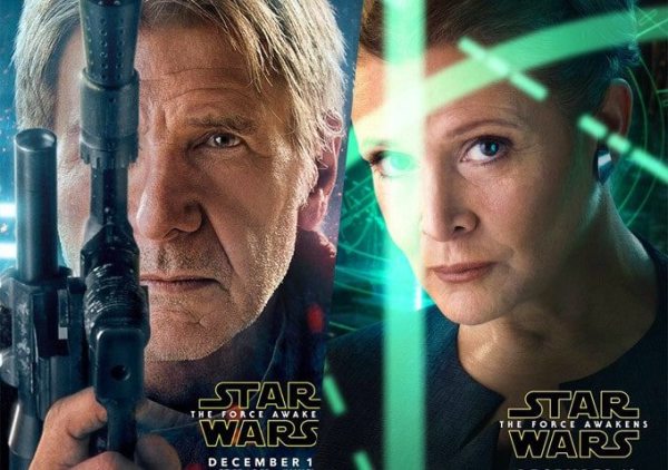 Han Solo and Leia Organa in Star Wars: The Force Awakens