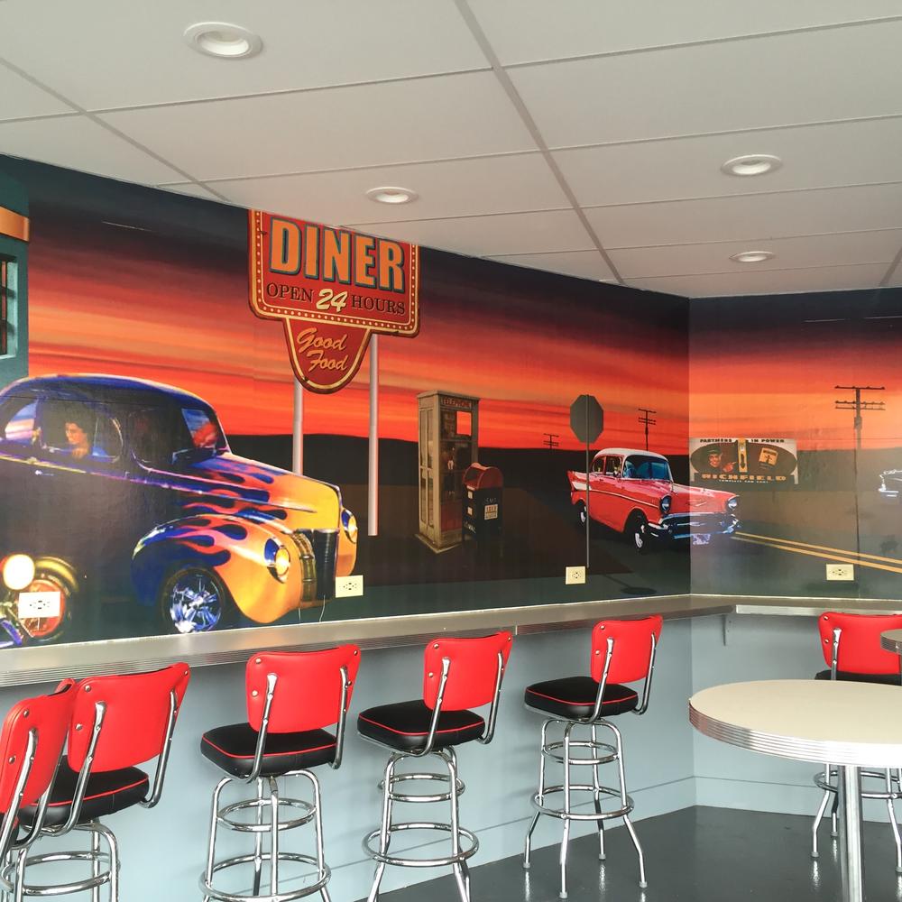 1950s diner eating area, Six Flags New England. Photo by Corrina Lawson