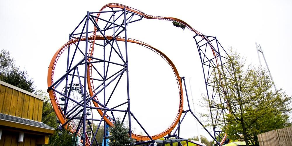 The inversion, 150 feet in the air, on the Phobia Phear coaster. Image via Lake Compounce.