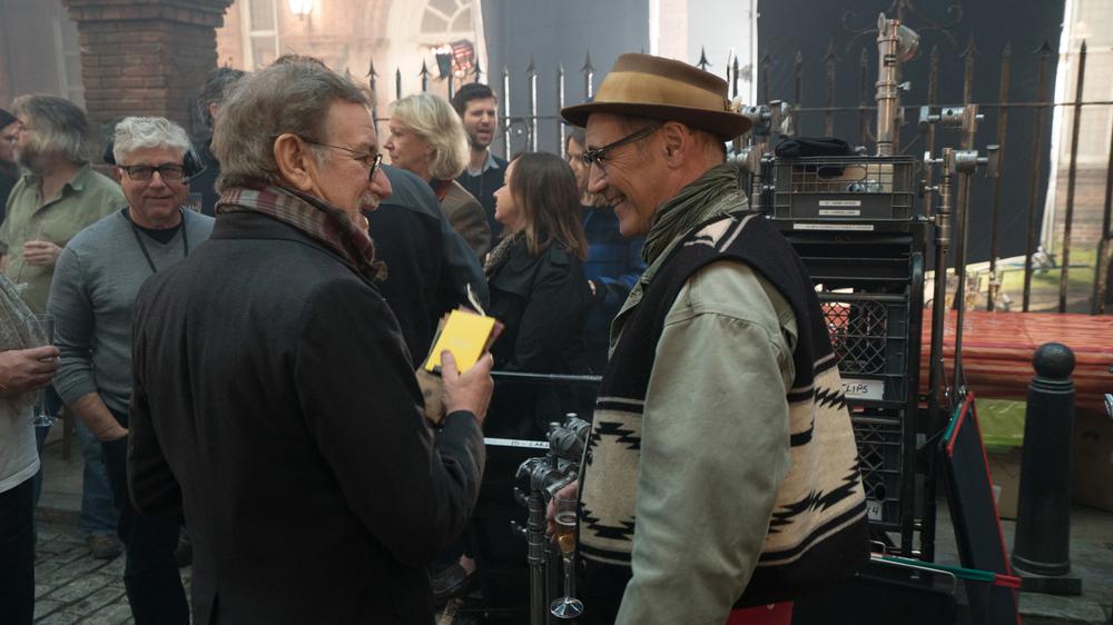 Steven Spielberg and Mark Rylance on the set of Disney's THE BFG.