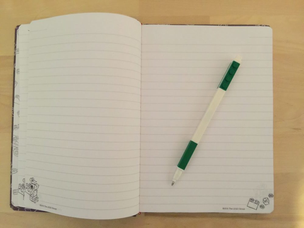 Lego journal and pen \ Image: Dakster Sullivan