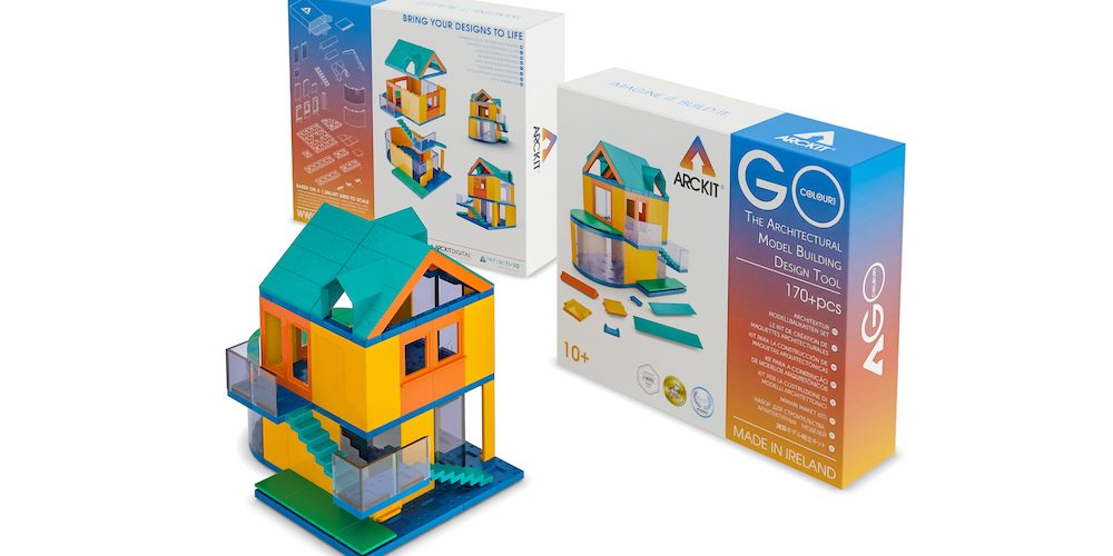 The Arckit Go Colours kit features modern colors and pieces designed for younger potential Architects.