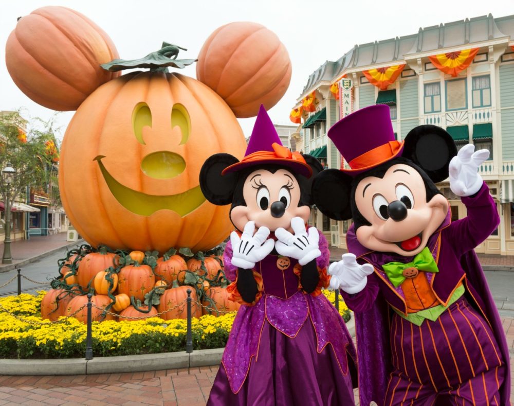 Mickey and Minnie in Disneyland for Halloween