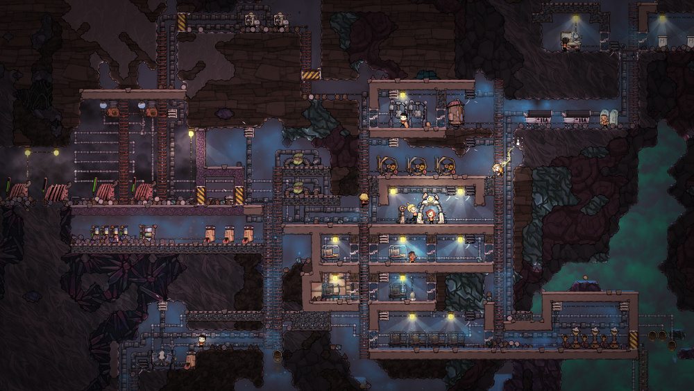 The ant-farm view of a thriving colony in 'Oxygen Not Included'.