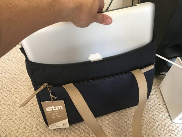 My 13" MacBook Pro fits perfectly inside the suede(ish)-lined sleeve. Image credit: Patricia Vollmer