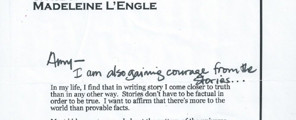 Excerpt from a letter by Madeleine L'Engle