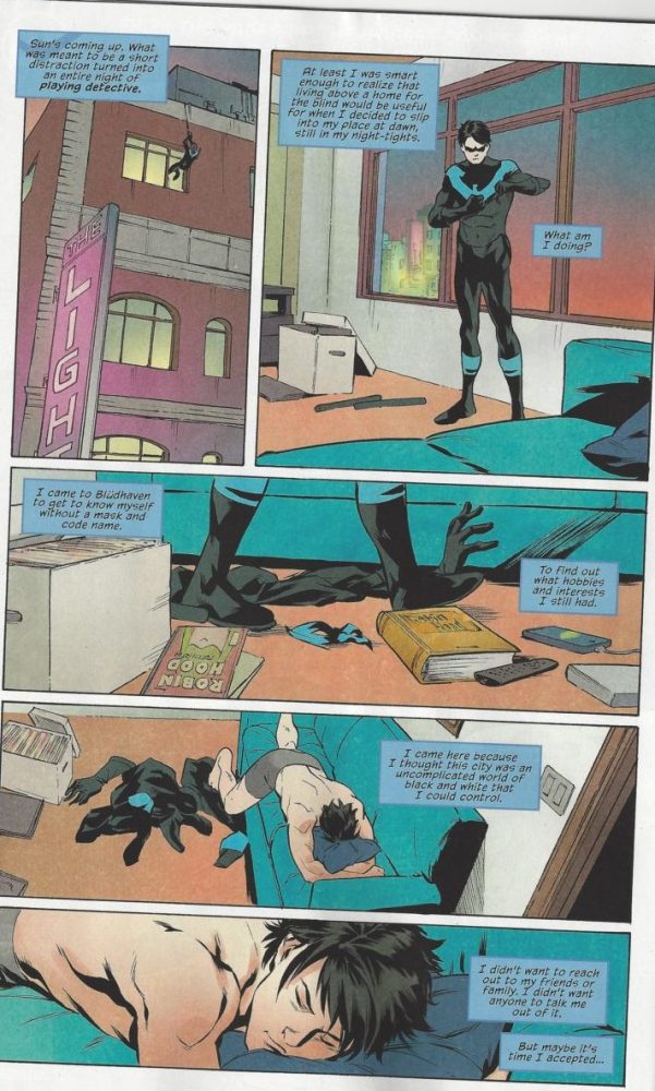 Nightwing has had a day. Image via DC Comics