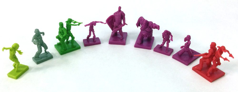 Selection of each miniature type from Zpocalypse 2.