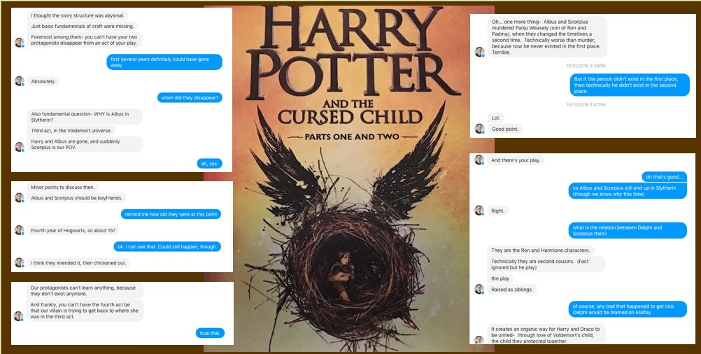 Screenshot of chat about Cursed Child