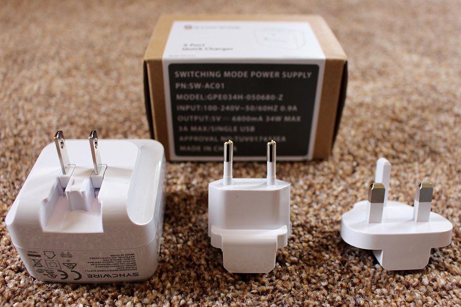 Syncwire with adaptors for European & British outlets, Image: Sophie Brown