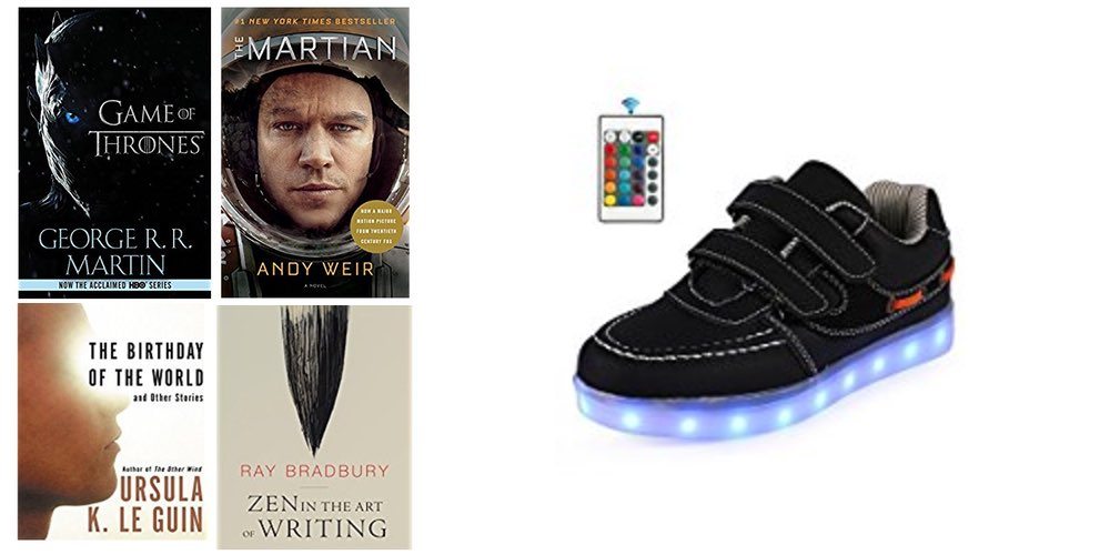 Geek Daily Deals 071617 books light-up shoes