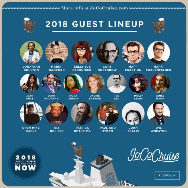 JoCo Cruise 2018 Guest Lineup Headshots