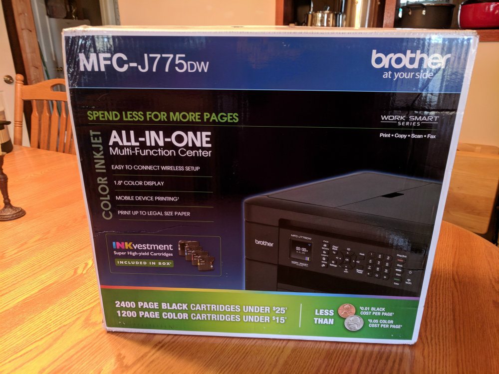 Brother MFC-J775DW Inkjet Printer Packaging