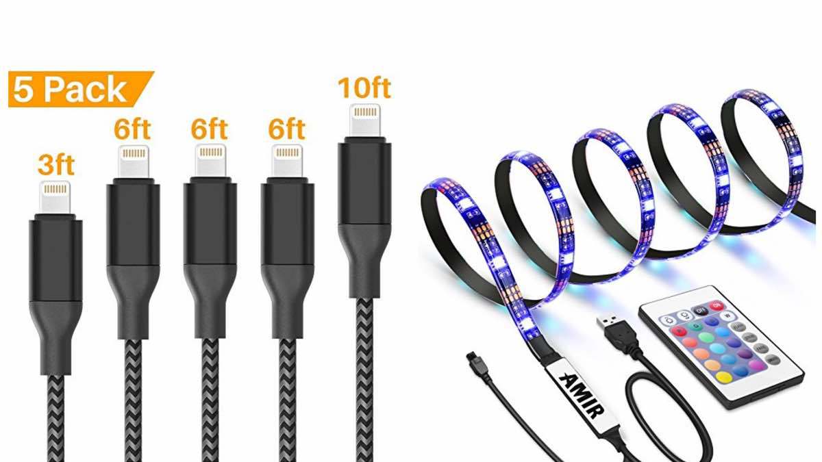 Geek Daily Deals 041518 lightning cables LED strips
