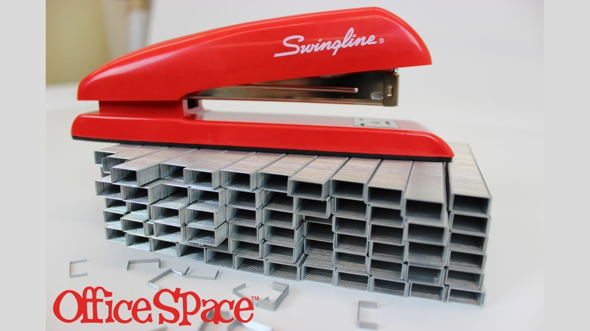 red slimline stapler