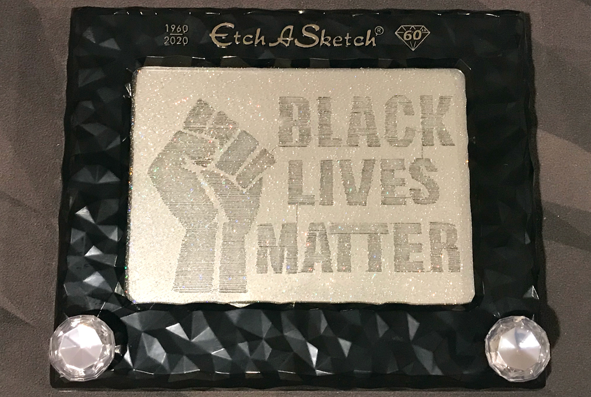 Diamond Anniversary Etch A Sketch with Black Lives Matter drawing