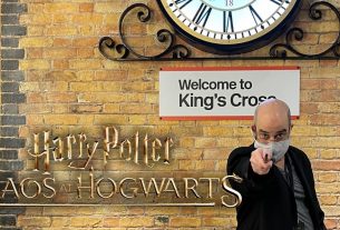 Your intrepid wizard boarding at King’s Cross Station for a trip to Hogwarts.