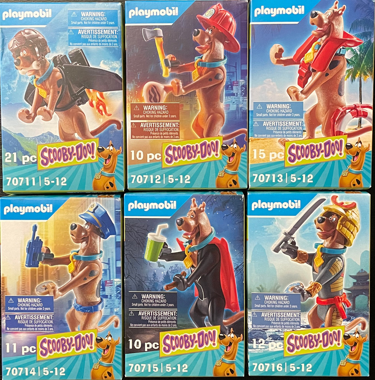 Scooby Doo Toy Set for Kids - 3 Pack Playmobil Scooby Doo Buildable Figures  Vampire Lifeguard Samurai Plus Stickers | Scooby Doo Action Figures Bundle