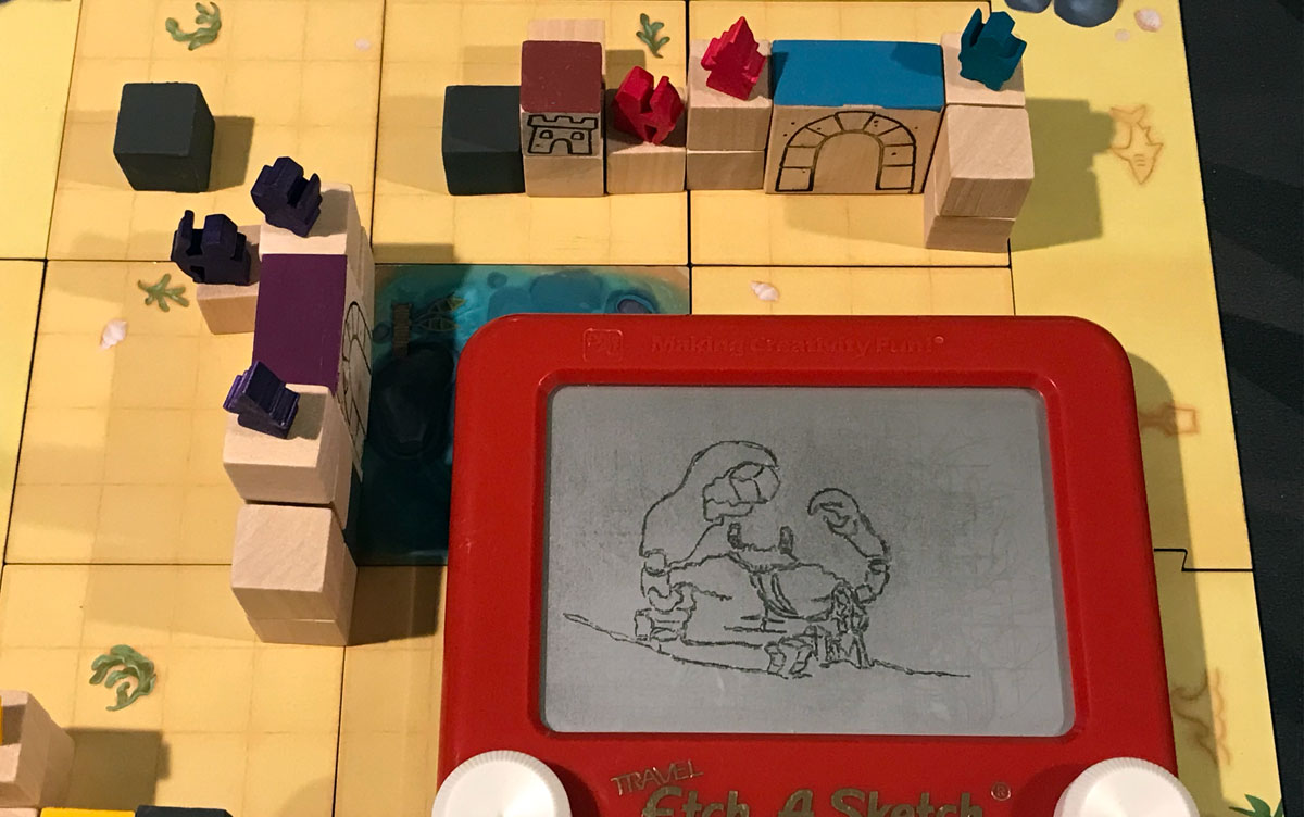 Castles by the Sea Etch-a-Sketch drawing