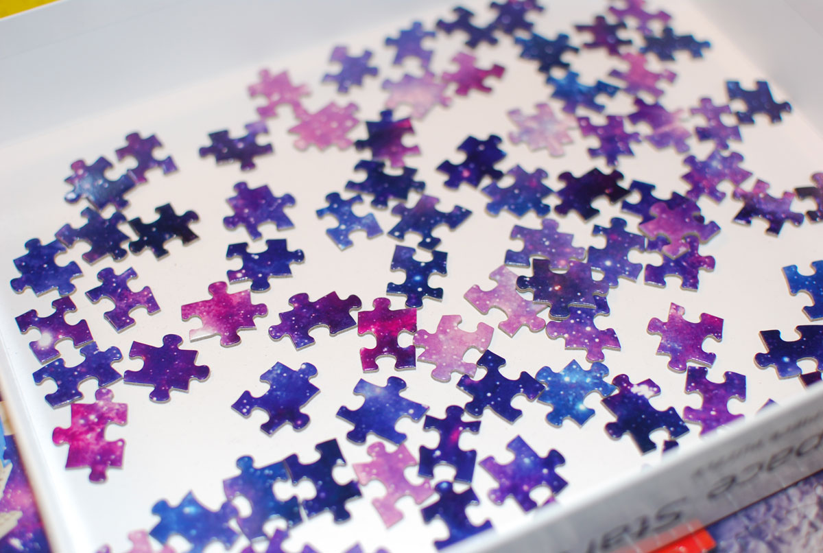 Purple and blue puzzle pieces