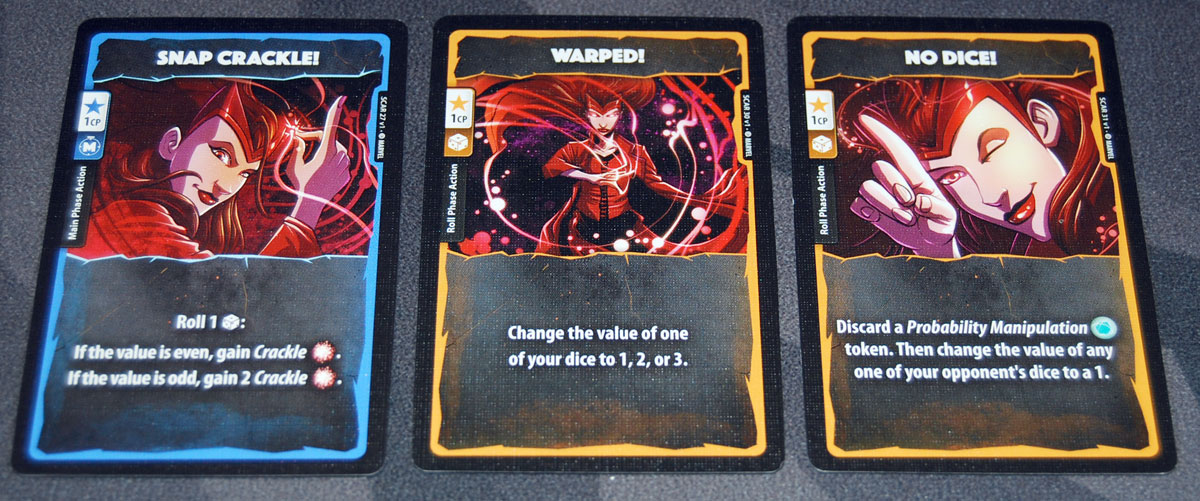 Marvel Dice Throne Scarlet Witch cards
