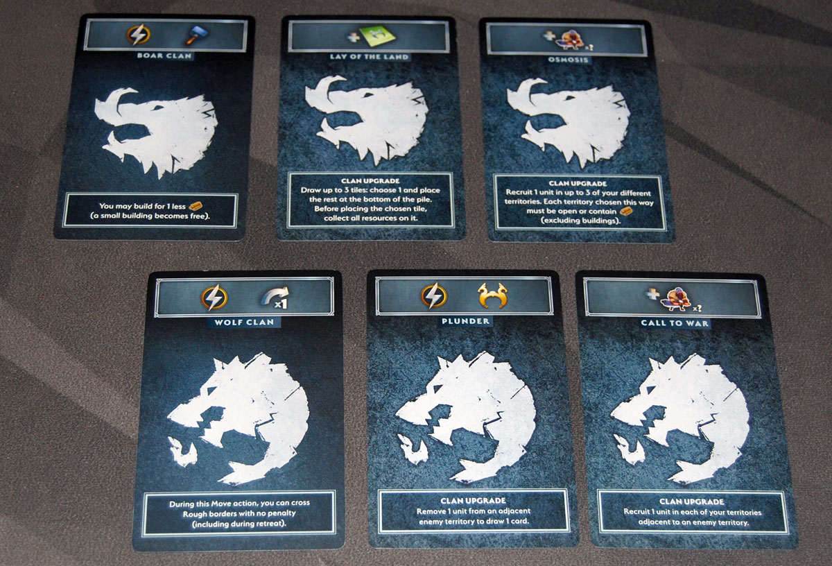Northgard: Uncharted Lands Boar and Wolf clan cards
