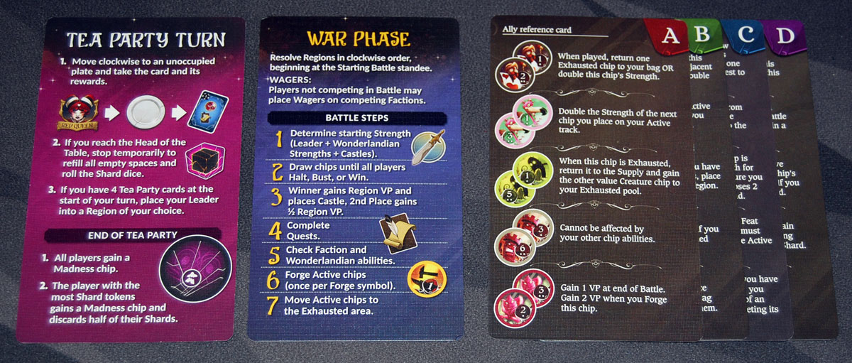 Wonderland's War player aid cards