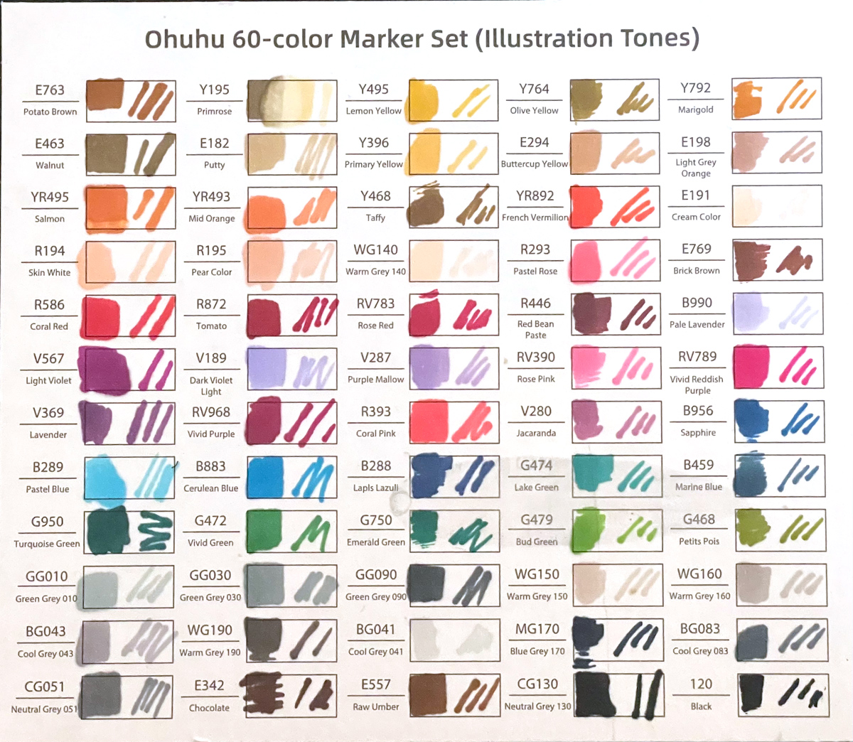 Swatch with me the 120 set of OHUHU HONOLULU alcohol markers 