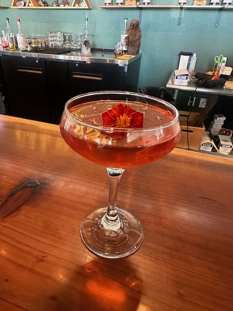A cocktail on the bar at Calwise distillery.