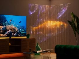 Animations will light up the room with the Twinkly Matrix light curtain.